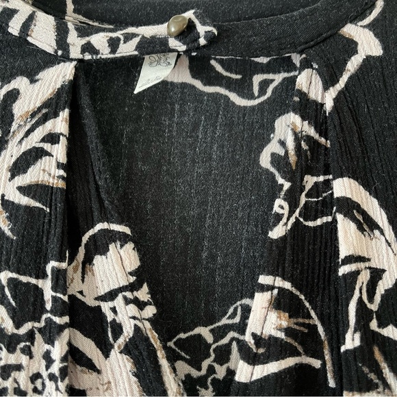 Free People | Black Floral Crepe Long Sleeve Snap To It Swing Tunic Dress, Small - Picture 6 of 10